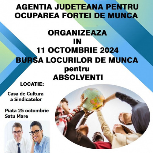 Bursa locurilor de muncă pentru absolvenți se va desfășura pe 11 octombrie 2024