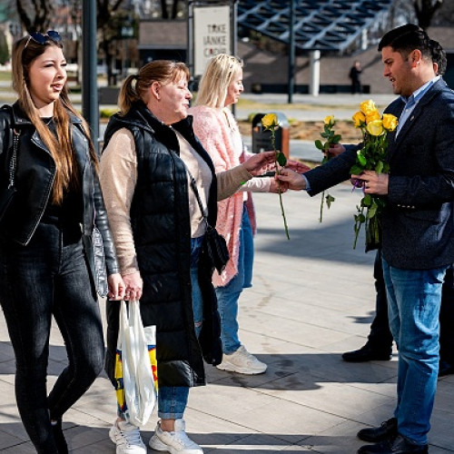Membrii PNL Satu Mare au distribuit flori de Ziua Internațională a Femeilor